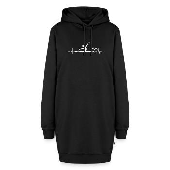 Turnen Turnerin Herzlinie EKG Puls Herz - Hoodie-Kleid - Schwarz - Vorne - AI Model Female 172 light (172cm)