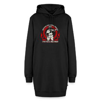 Bester Feuerwehrmann und Papa der Welt Feuerwehr - Hoodie-Kleid - Schwarz - Vorne - AI Model Female 172 light (172cm)