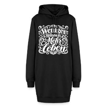 Weniger Müssen Mehr Leben - Hoodie-Kleid - Schwarz - Vorne - AI Model Female 172 light (172cm)