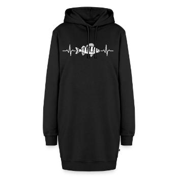 Barsch Herzschlag - Hoodie-Kleid - Schwarz - Vorne - AI Model Female 172 light (172cm)