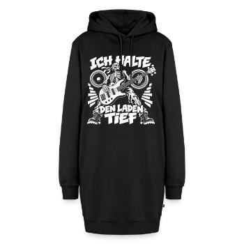 Tiefe Töne Bassist - Hoodie-Kleid - Schwarz - Vorne - AI Model Female 172 light (172cm)