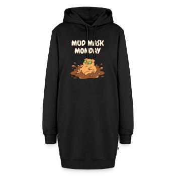 Mud Mask Montag Lustiger Schwein-Spa-Tag - Hoodie-Kleid - Schwarz - Vorne - AI Model Female 172 light (172cm)