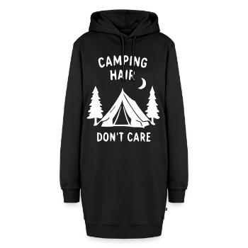 Camping Hair Don't Care - Hoodie-Kleid - Schwarz - Vorne - AI Model Female 172 light (172cm)