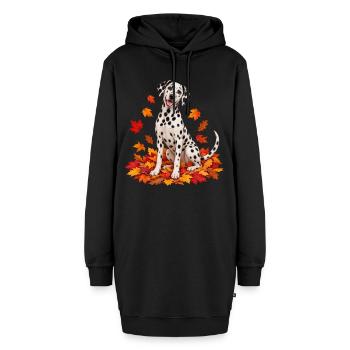 Herbst Dalmatiner im bunten Laub - Hoodie-Kleid - Schwarz - Vorne - AI Model Female 172 light (172cm)