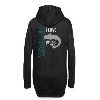 Waller fischen Nachtangeln Angler und Anglerin - Hoodie-Kleid - Schwarz - Hinten