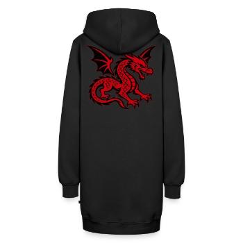 Roter Drache mit ausgebreiteten Flügeln - Hoodie-Kleid - Schwarz - Hinten - AI Model Female 172 light (172cm)