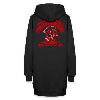 50er Club 1977 – Stolzer Jahrgang - Hoodie-Kleid - Schwarz - Hinten - AI Model Female 172 light (172cm)