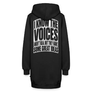 Lustiger Spruch I know the voices aren´t real but - Hoodie-Kleid - Schwarz - Hinten - AI Model Female 172 light (172cm)