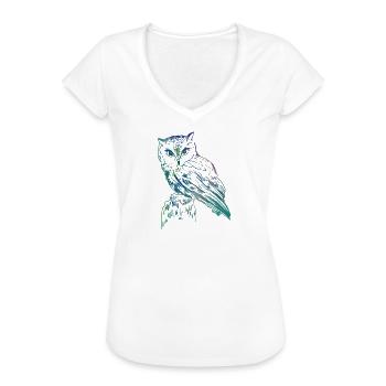 Eule - Frauen Vintage T-Shirt - Weiß - Vorne