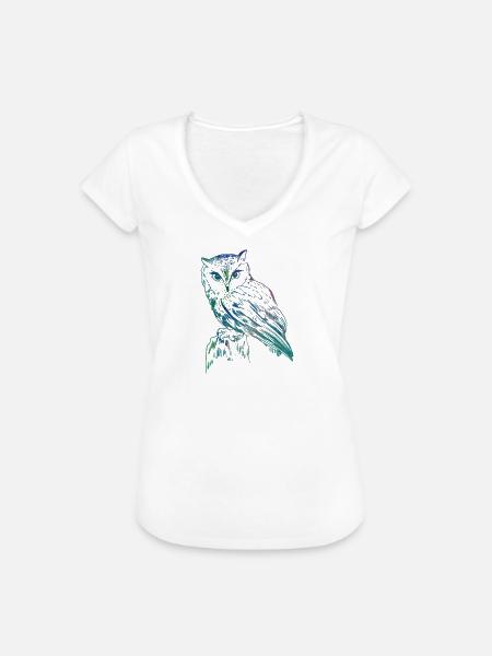 Eule - Frauen Vintage T-Shirt - Weiß