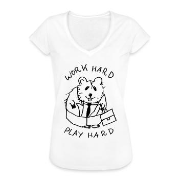 work hard play hard hamster - Frauen Vintage T-Shirt - Weiß - Vorne