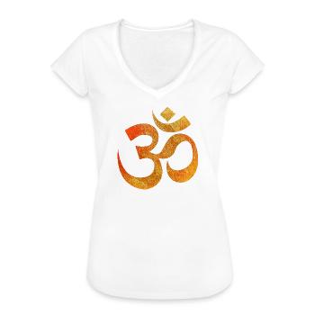 Om Symbol Feuerorange - Frauen Vintage T-Shirt - Weiß - Vorne