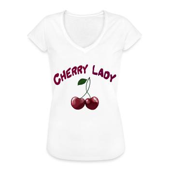 Cherry Lady - Kirschen im Rockabilly Stil - Frauen Vintage T-Shirt - Weiß - Vorne