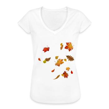 Herbstblätter - Bunte Ahorn- und Eichenblätter - Frauen Vintage T-Shirt - Weiß - Vorne