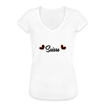 SUISSE. PAYS. GENEVE. SUISSE. HUMOUR. PAYS - T-shirt vintage Femme - blanc - Devant