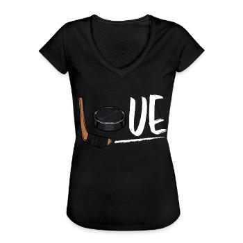 Eishockey - Frauen Vintage T-Shirt - Schwarz - Vorne