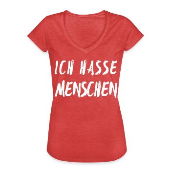 Ich hasse Menschen - Frauen Vintage T-Shirt - Rot meliert - Vorne