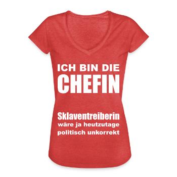 Ich bin der Chefin, Sklaventreiberin - Frauen Vintage T-Shirt - Rot meliert - Vorne