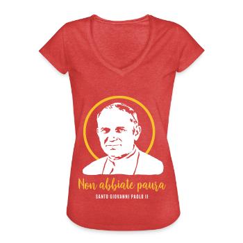 Fürchtet euch nicht - Papst Johannes Paul II - Frauen Vintage T-Shirt - Rot meliert - Vorne