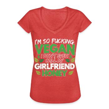 Vegans - Frauen Vintage T-Shirt - Rot meliert - Vorne