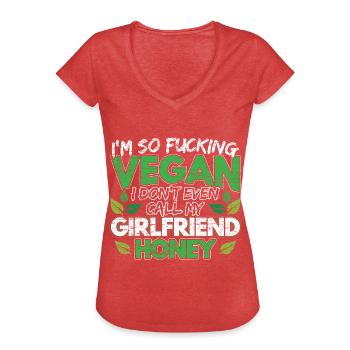 Vegans - Frauen Vintage T-Shirt - Rot meliert - Vorne