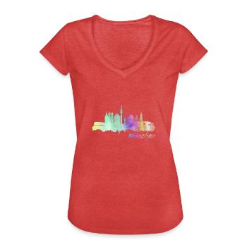 München - Frauen Vintage T-Shirt - Rot meliert - Vorne