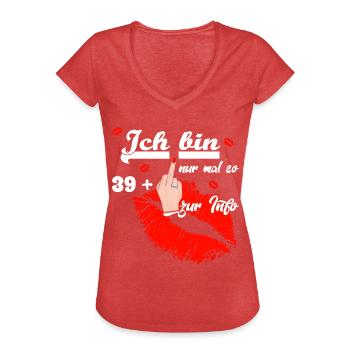 Zum 40. Geburtstag Damen 39 + - Frauen Vintage T-Shirt - Rot meliert - Vorne