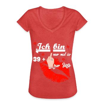 Zum 40. Geburtstag Damen 39 + - Frauen Vintage T-Shirt - Rot meliert - Vorne