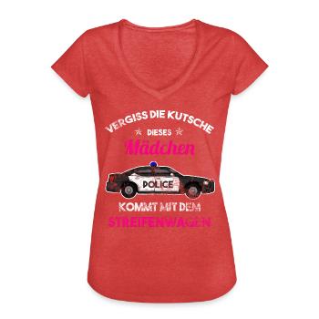 Polizei Einsatzwagen Polizist Mädchen Spruch - Frauen Vintage T-Shirt - Rot meliert - Vorne