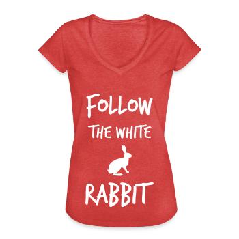 Follow the White Rabbit - Frauen Vintage T-Shirt - Rot meliert - Vorne