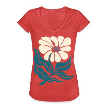 Retro-Blume - Frauen Vintage T-Shirt - Rot meliert - Vorne