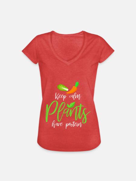 Vegan - Frauen Vintage T-Shirt - Rot meliert