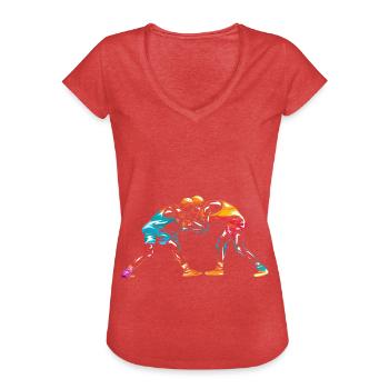 Kraftvoller Ringer Mattenkampf - Frauen Vintage T-Shirt - Rot meliert - Vorne