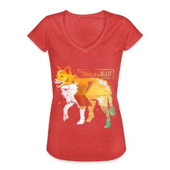 Schlauer Border Collie Hütesport - Frauen Vintage T-Shirt - Rot meliert - Vorne