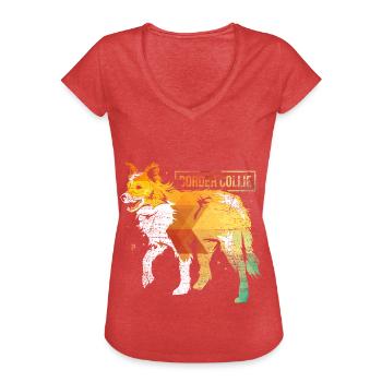 Schlauer Border Collie Hütesport - Frauen Vintage T-Shirt - Rot meliert - Vorne