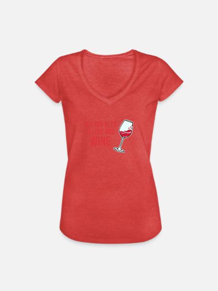 Wein - Frauen Vintage T-Shirt - Rot meliert