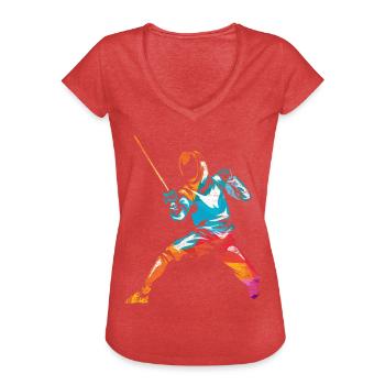 Mutiger Säbelfechter Mannschaftskampf - Frauen Vintage T-Shirt - Rot meliert - Vorne