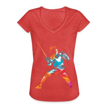 Mutiger Säbelfechter Mannschaftskampf - Frauen Vintage T-Shirt - Rot meliert - Vorne