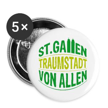St.Gallen - Traumstadt von allen - Buttons groß 56 mm (5er Pack) - Weiß - Vorne