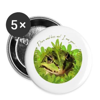 Frosch küss mich Prinz - Buttons groß 56 mm (5er Pack) - Weiß - Vorne