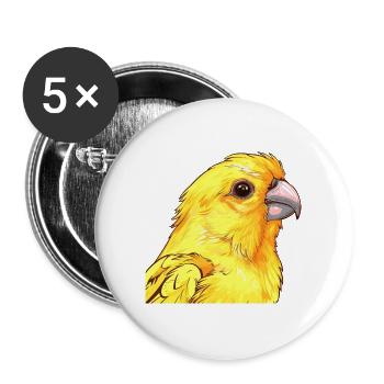 Kanarienvogel Buntes Aquarell Cartoon Kawaii Tier - Buttons groß 56 mm (5er Pack) - Weiß - Vorne