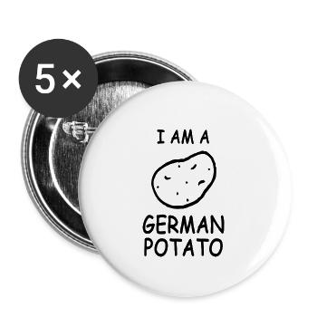 I am a german potato | deutsche Kartoffel - Buttons groß 56 mm (5er Pack) - Weiß - Vorne