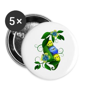 Wellensittich in der Erbse - Buttons groß 56 mm (5er Pack) - Weiß - Vorne