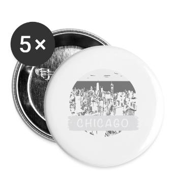 Chicago City - Buttons groß 56 mm (5er Pack) - Weiß - Vorne