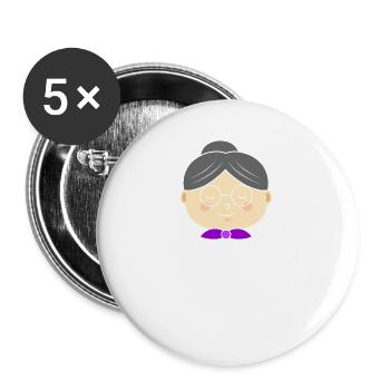 Oma Großmutter - Buttons groß 56 mm (5er Pack) - Weiß - Vorne