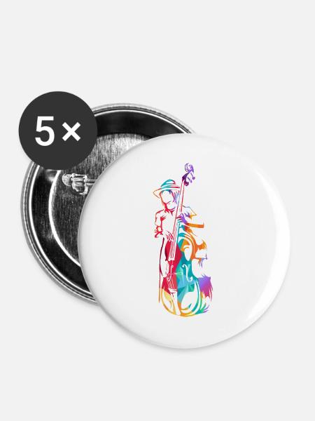 Vibrierender Kontrabass Orchestergraben - Buttons groß 56 mm (5er Pack) - Weiß