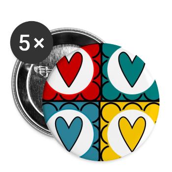 HEILIGER VALENTINSTAG. ICH LIEBE DICH. ICH LIEBE DICH. LIEBE. LIEBE - Buttons groß 56 mm (5er Pack) - Weiß - Vorne