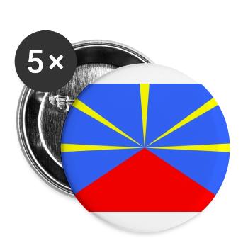 Reunion – Strahlende Flagge auf blauem Hintergrund - Buttons groß 56 mm (5er Pack) - Weiß - Vorne