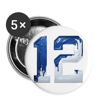 NR. 12 NUMMER 12 BLAU WEIß 12. GEBURTSTAG - Buttons groß 56 mm (5er Pack) - Weiß - Vorne