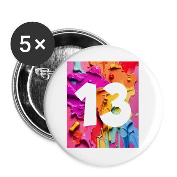 NO. 13 NUMBER 13 COLORFUL 13TH BIRTHDAY - Buttons large 2.2''/56 mm (5-pack) - white - Front